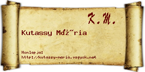 Kutassy Mária névjegykártya